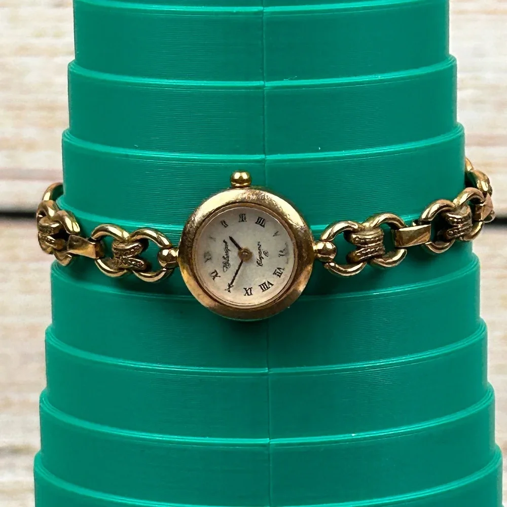 Elegance Vintage Gold‎ Tone Roman Numeral Cocktail Watch 76-08 6.25 Inch
